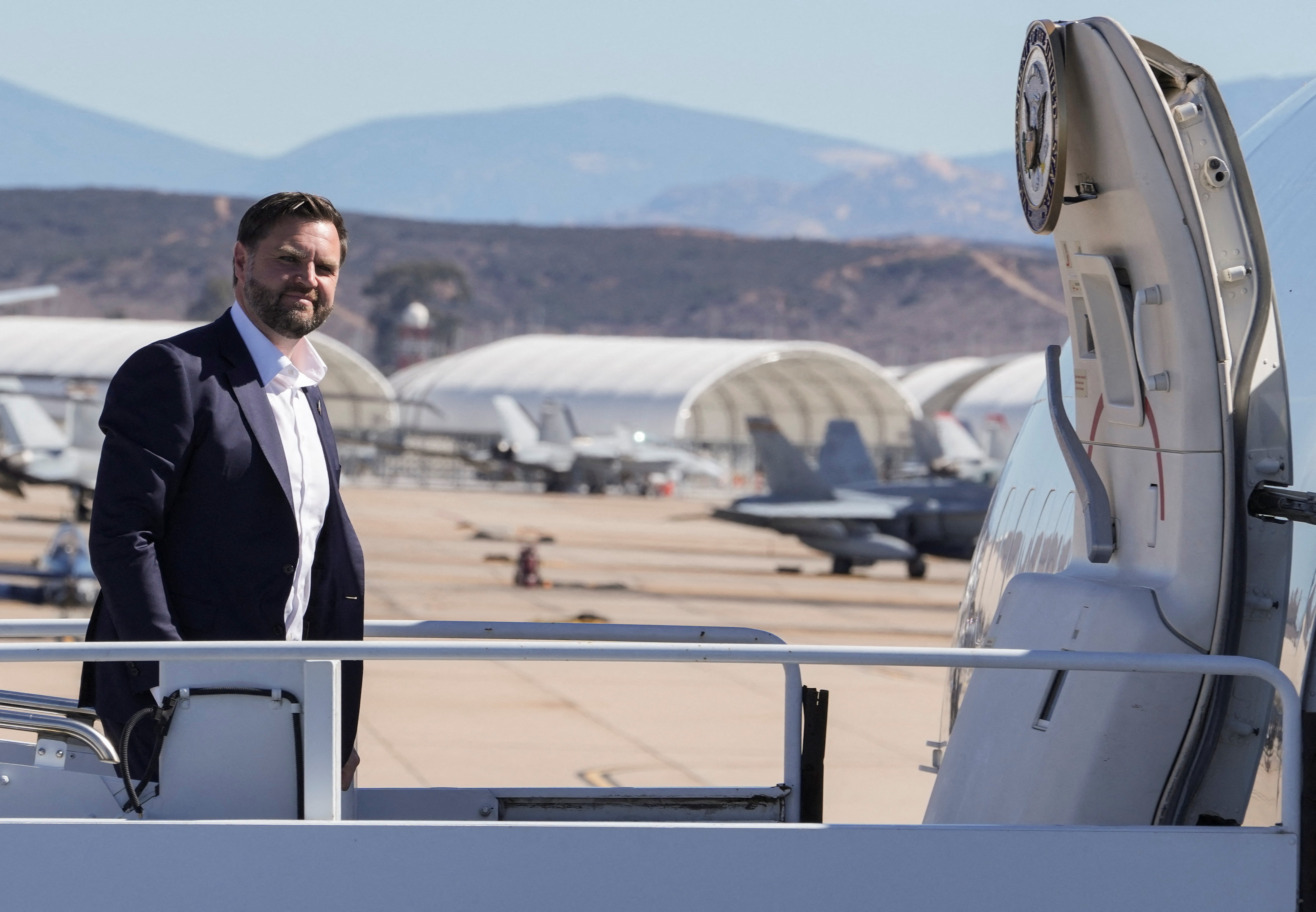 U.S. VP Vance boards Air Force Two at Marine Corps Air Station Miramar in San Diego, California