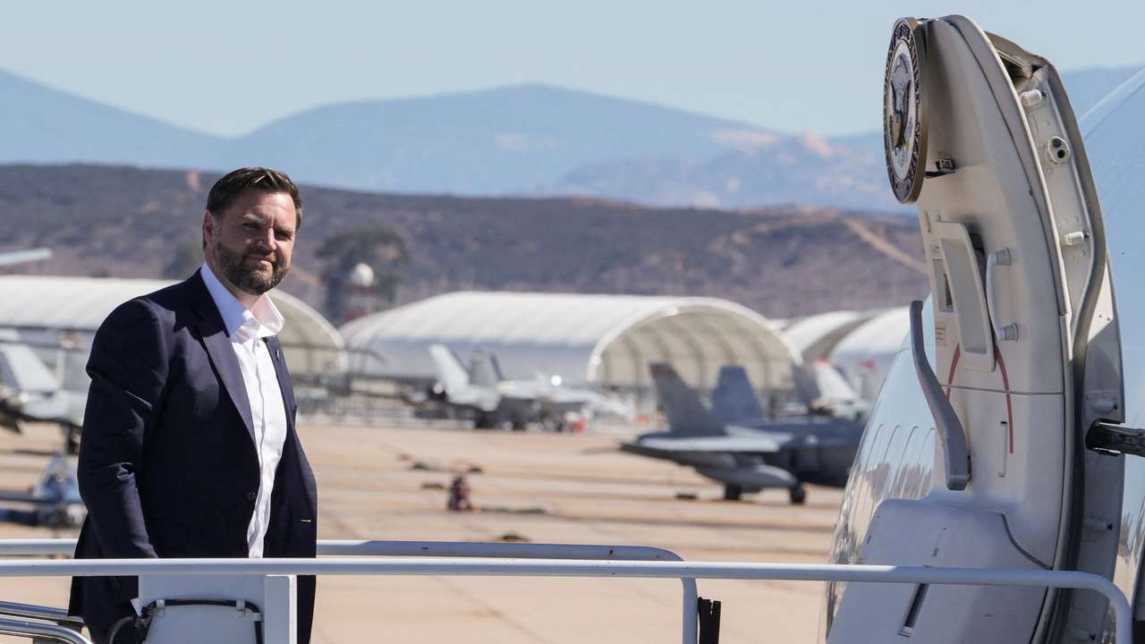 U.S. VP Vance boards Air Force Two at Marine Corps Air Station Miramar in San Diego, California