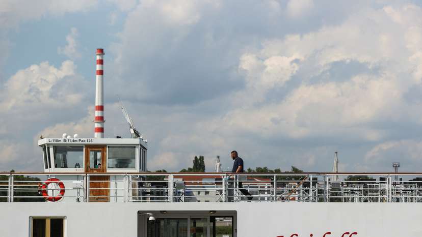 The river cruise ship 'Heidelberg' is seen following an accident on Danube river, near Komarom
