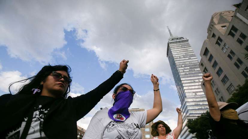 Feminist groups lead an 'anti-grito' protest to shed light on violence against women, in Mexico City