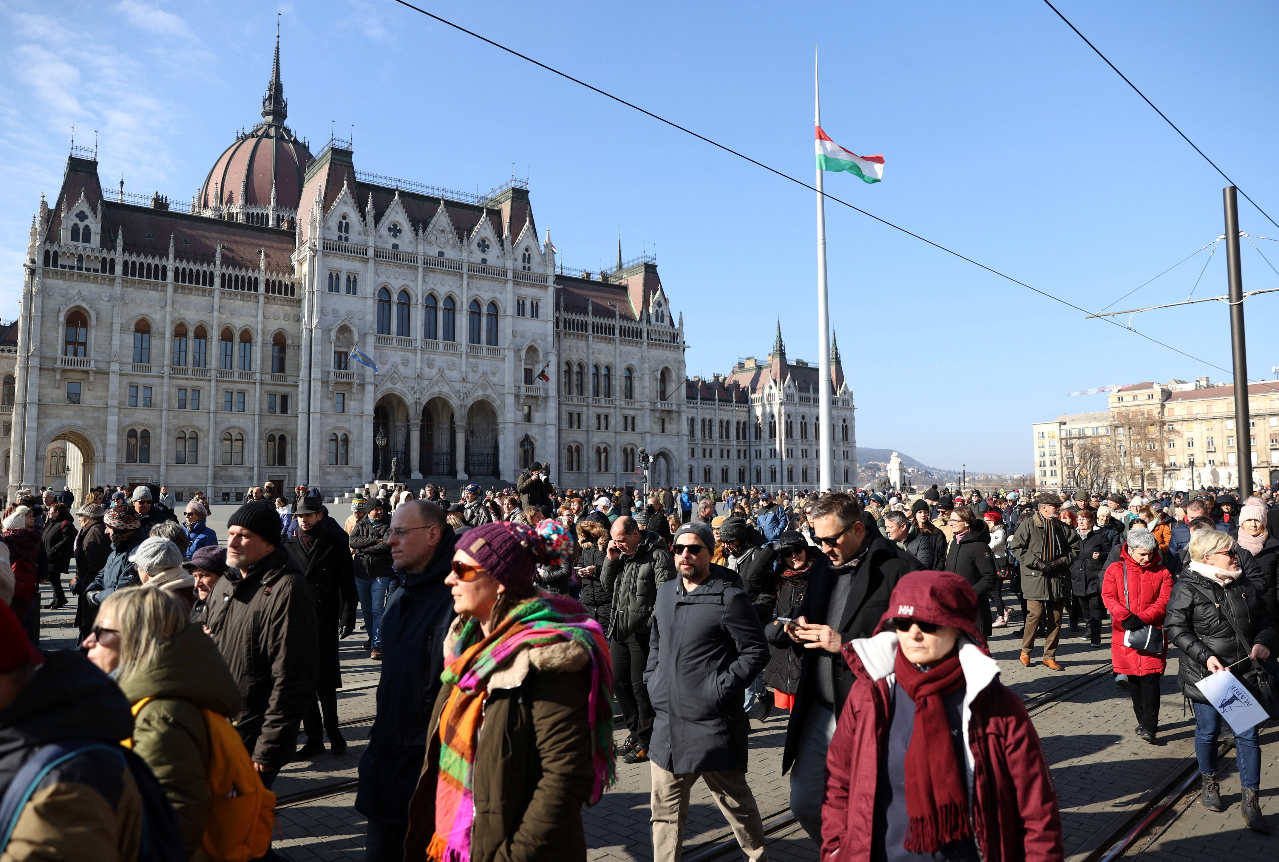 Judges, court staff and supporters demonstrate for the independence of courts in Budapest