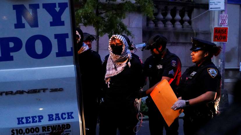 Pro-Palestinian protest held at Butler library at Columbia University, in New York