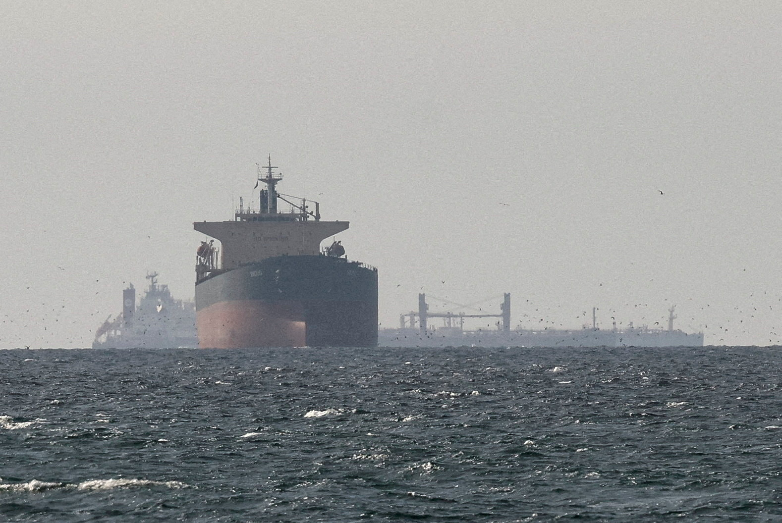 Ships and tankers stranded at sea 