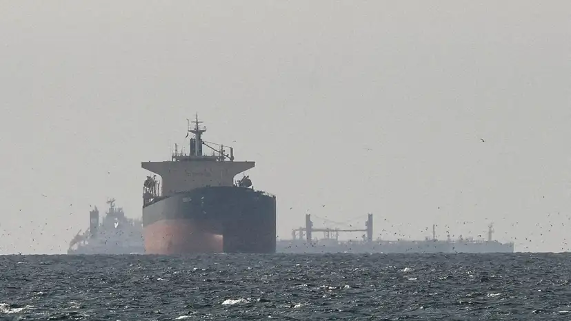 Ships and tankers stranded at sea