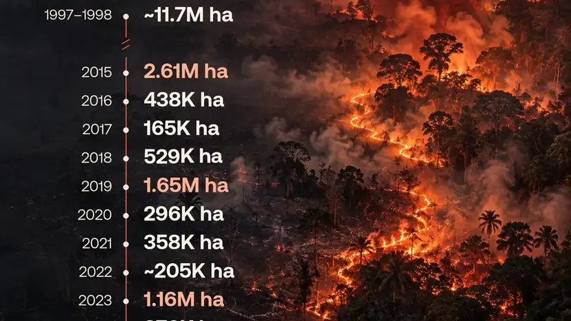 Indonesia's 2026 forest fires burn nearly 2 million hectares as crisis worsens