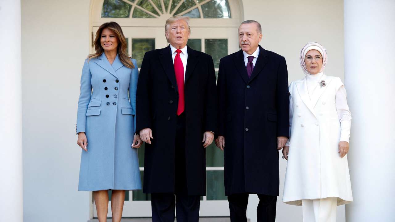 FILE PHOTO: U.S. President Donald Trump welcomes Turkey's President Erdogan at the White House in Washington