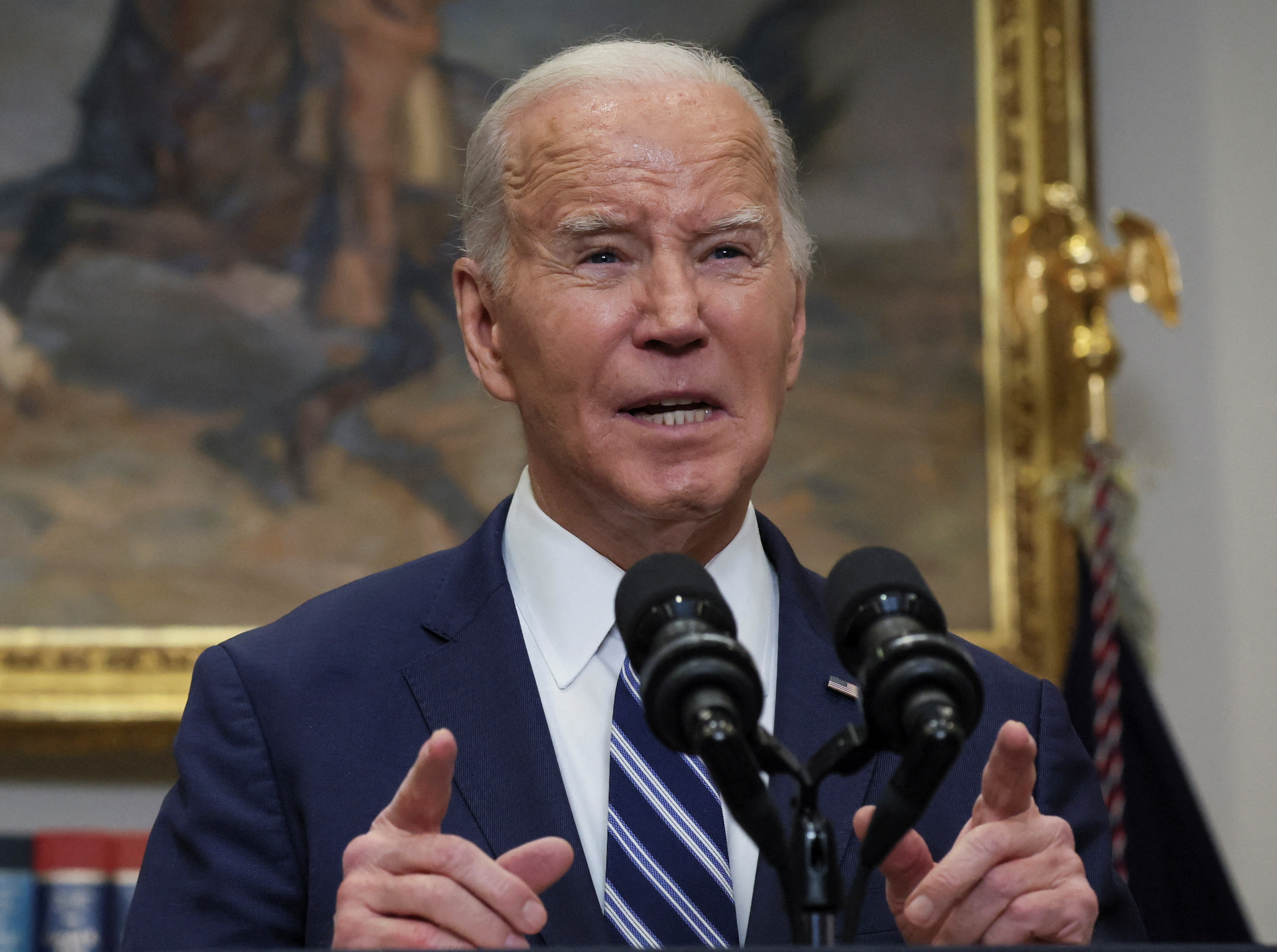U.S. President Biden speaks about reported death of Alexei Navalny during remarks from the White House in Washington