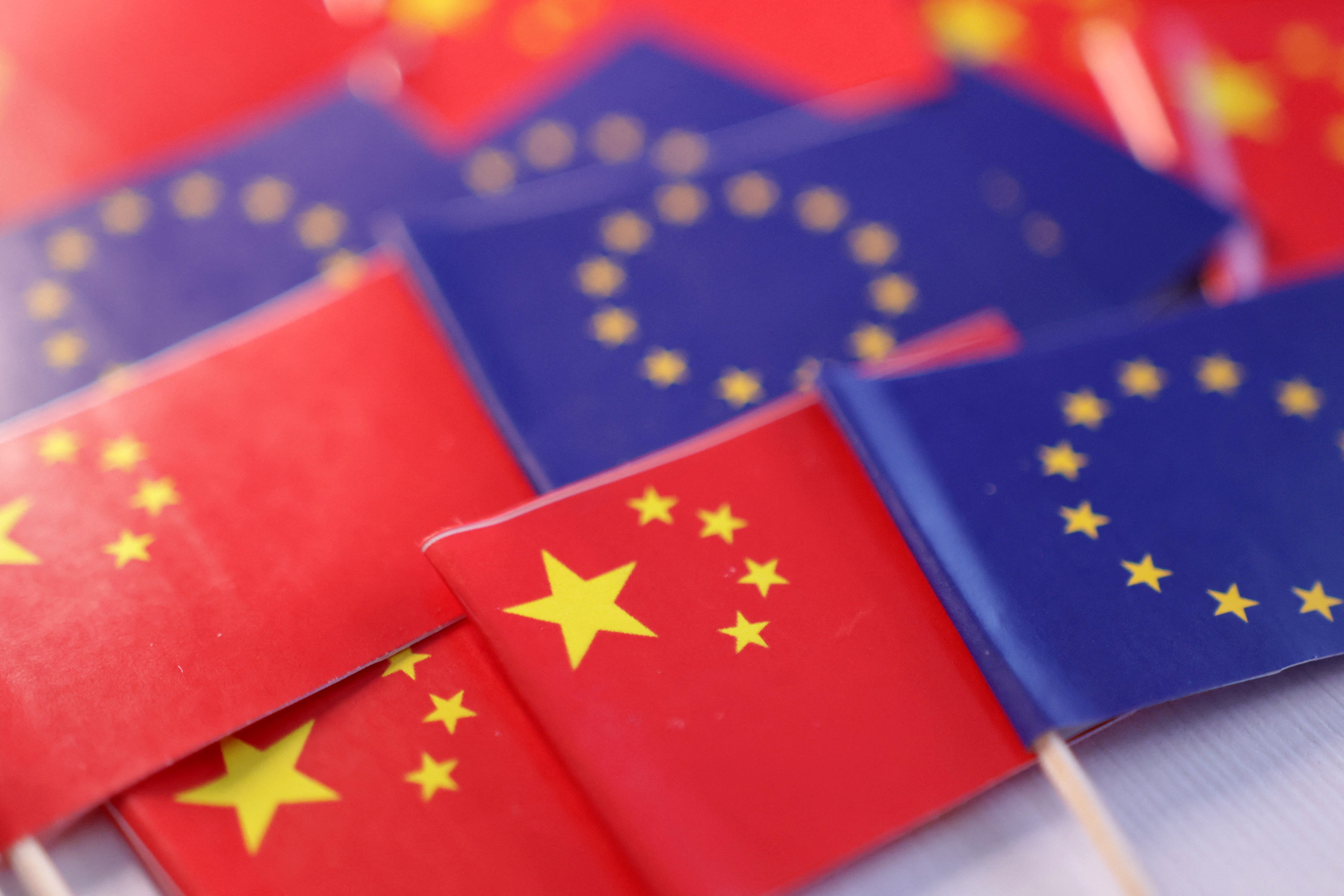 Illustration shows EU and Chinese flags