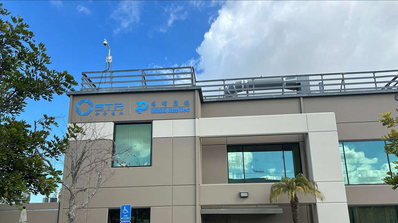 A sign outside a Wuxi AppTec facility is pictured, in San Diego