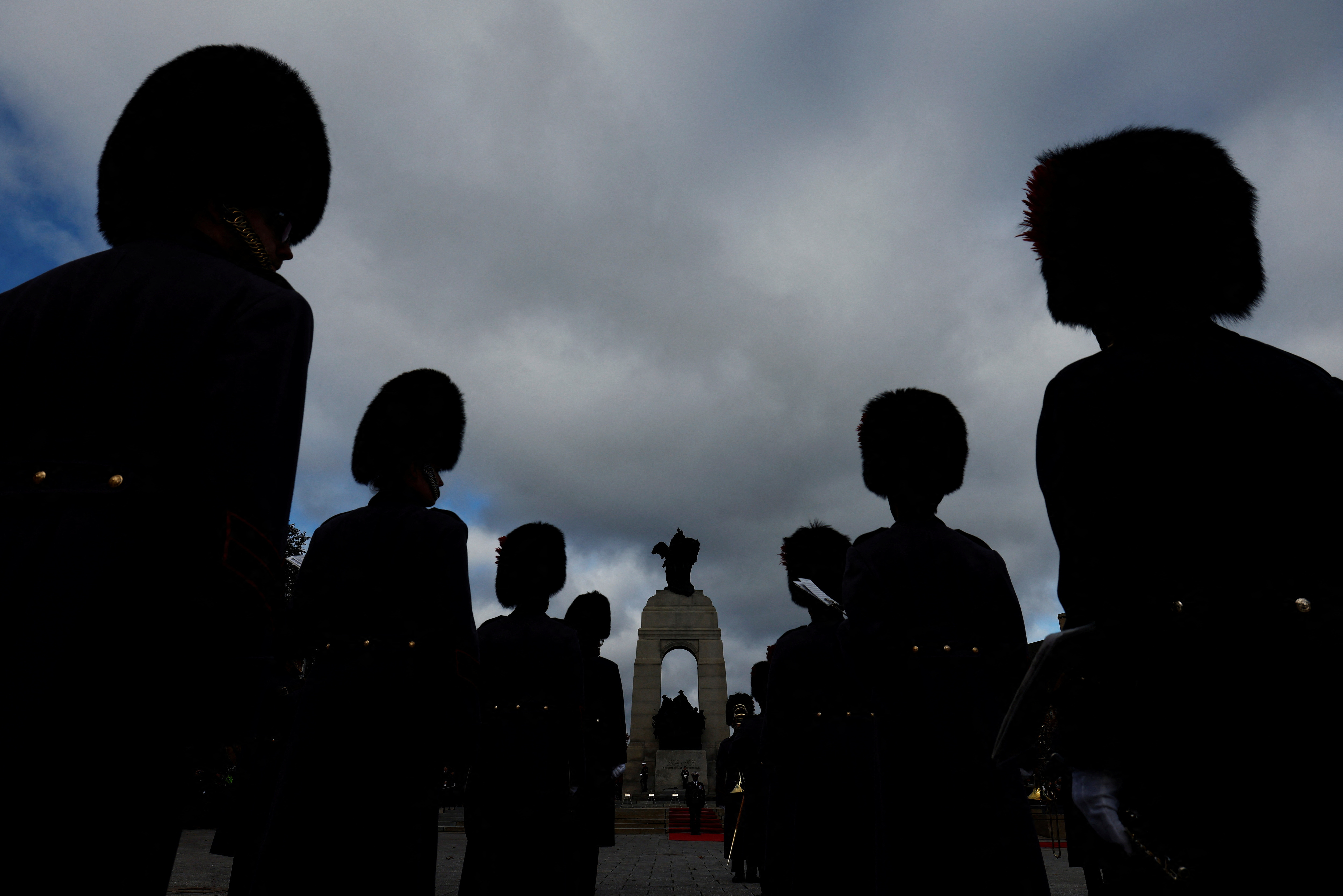 Members of the Central Band of the Canadian Armed Forces take part in a ceremony at the National War Memorial on Remembrance Day in Ottawa