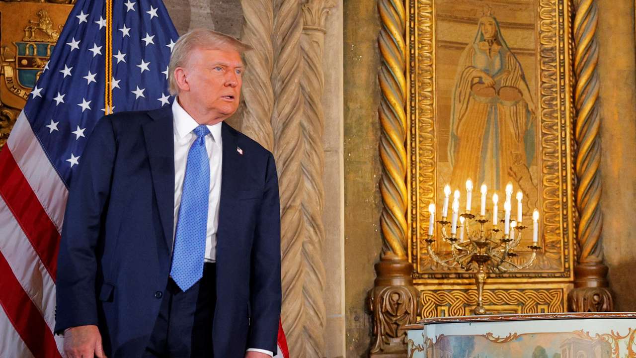 U.S. President-elect Donald Trump delivers remarks at Mar-a-Lago in Palm Beach