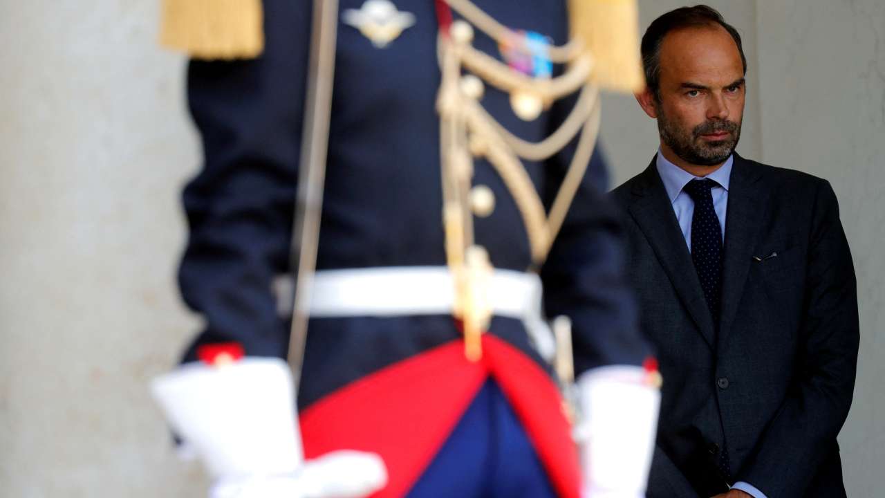 FILE PHOTO: Then French Prime Minister Edouard Philippe leaves the Elysee palace in Paris