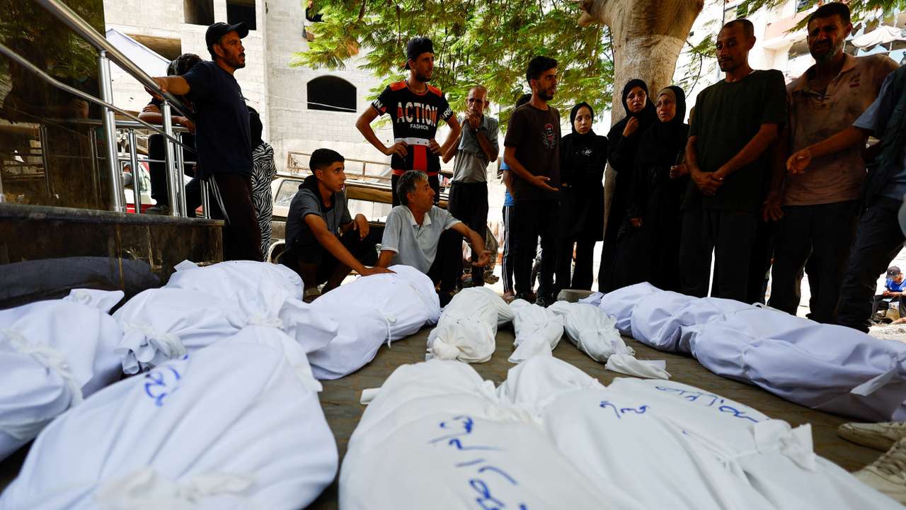 Palestinians mourn loved ones killed in Israel strike, in Gaza City