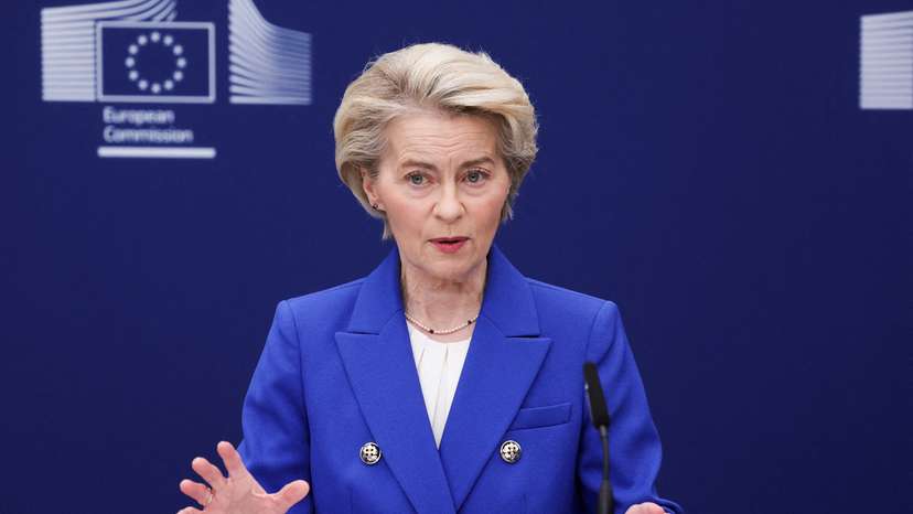 FILE PHOTO: European Commission President Ursula von der Leyen delivers a statement, in Brussels