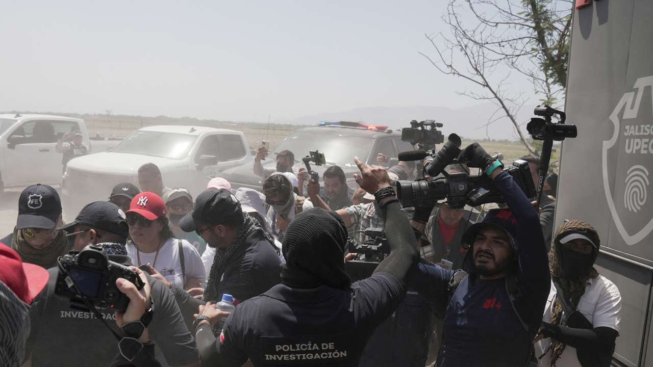Relatives of missing persons arrive at Izaguirre Ranch, in Teuchitlan