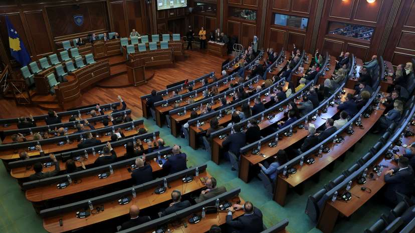 Lawmakers vote to elect the new speaker of the parliament, in Pristina