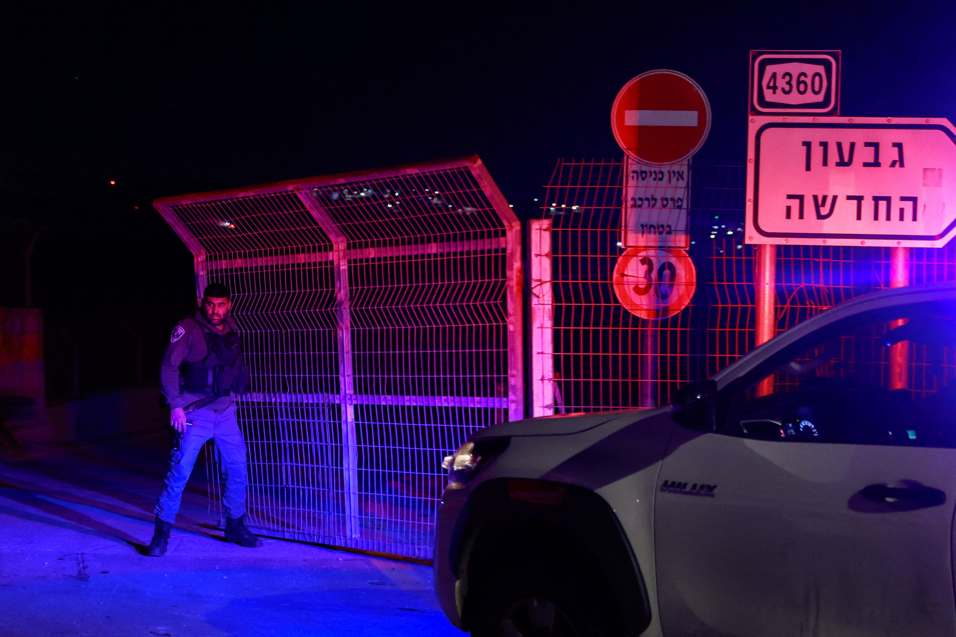 Aftermath of suspected ramming attack, near Givat Zeev