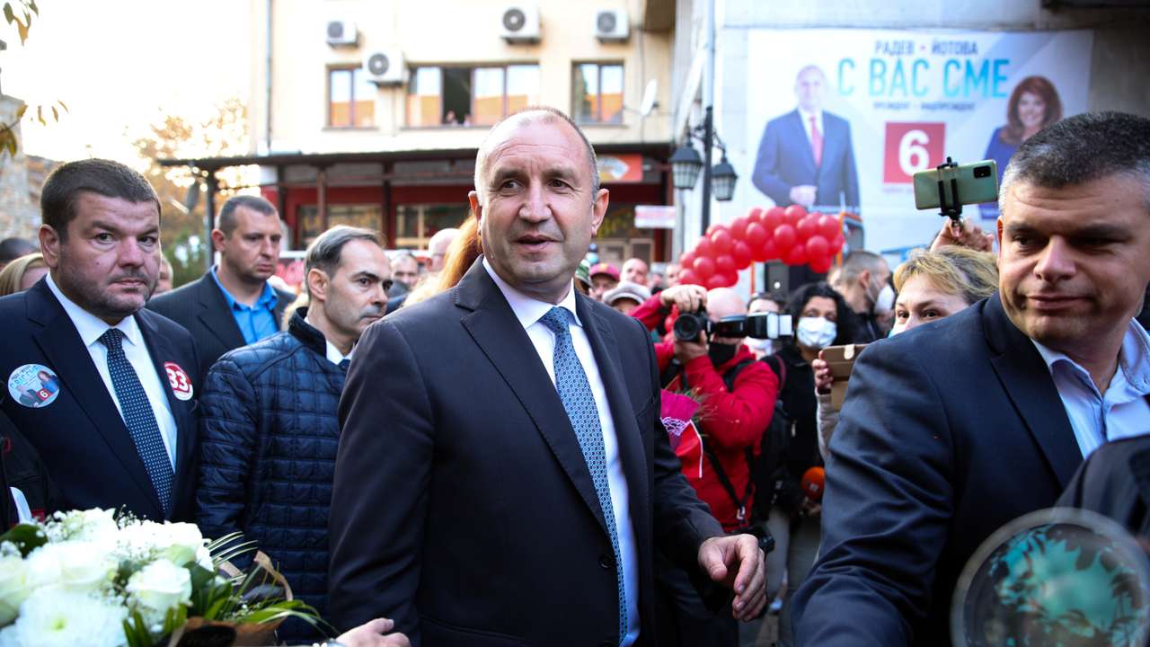 Incumbent President Rumen Radev meets supporters, in Haskovo
