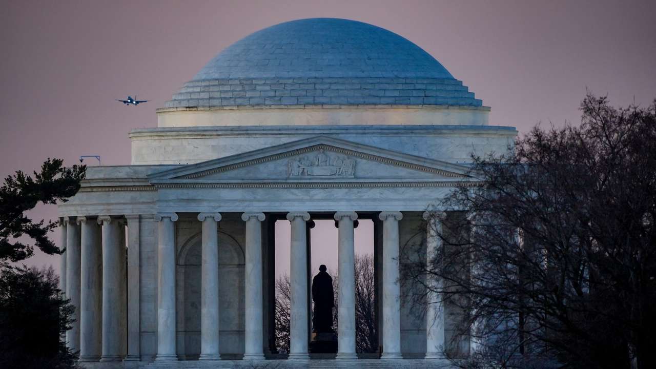A view of the Jefferson Memorial, after President Trump recently put a statue of Thomas Jefferson in the Rose Garden