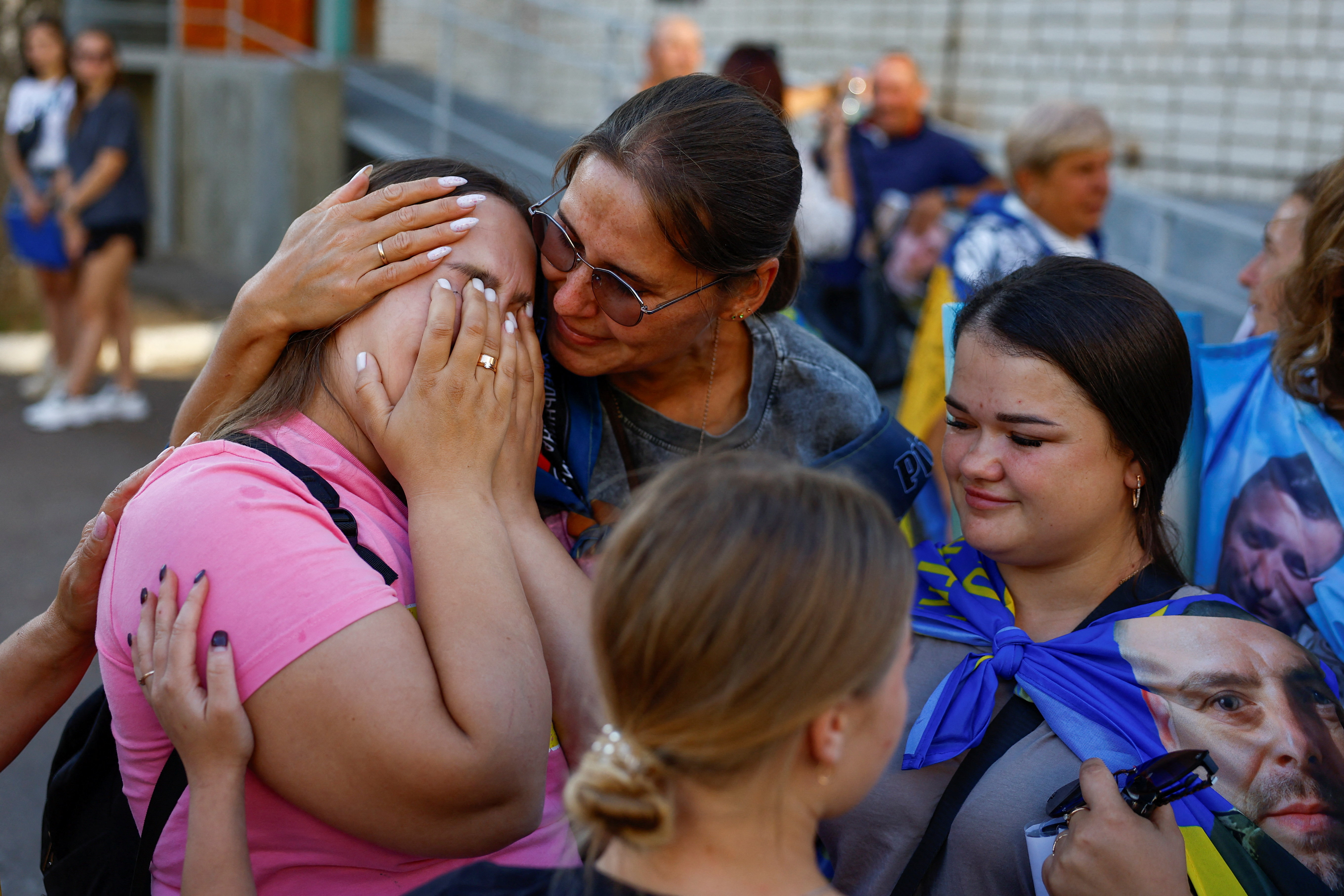Freed Ukrainian POW returns after a swap in an undisclosed location in Ukraine