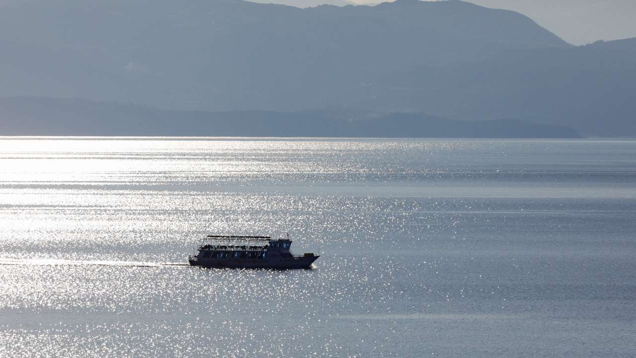 A general view shows Ohrid lake, in Ohrid