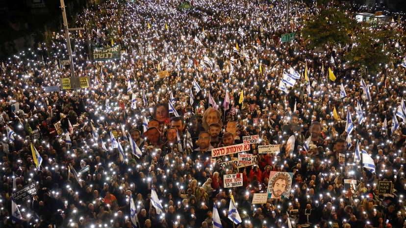 Protest demanding the release of all hostages, in Tel Aviv