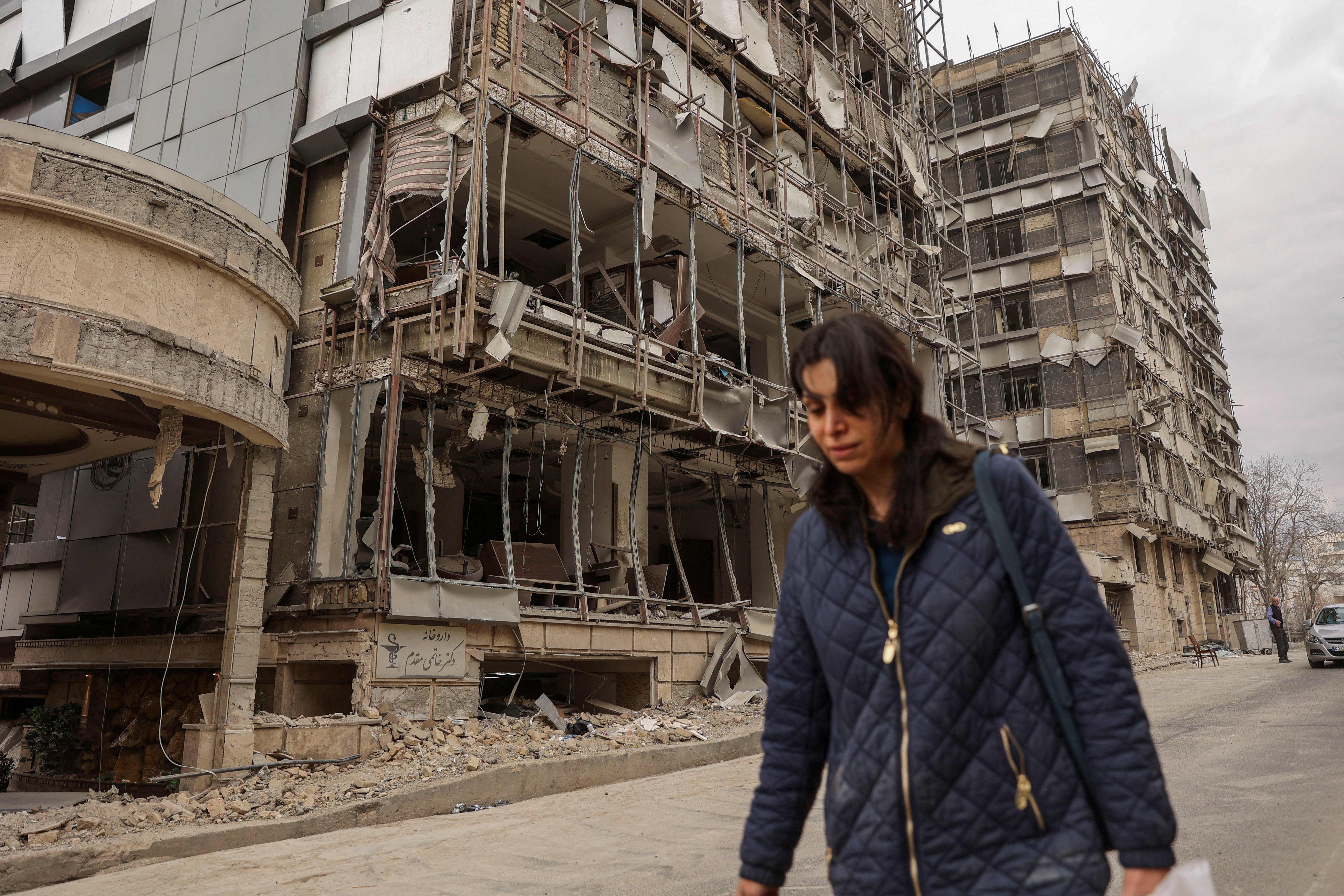 Aftermath of an Israeli and the U.S. strike on Gandhi Hotel Hospital, in Tehran