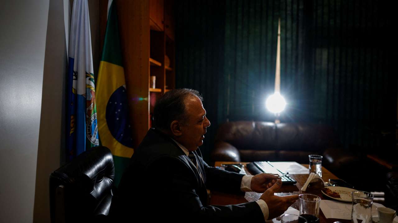 Brazil's Federal Deputy Eduardo Pazuello attends an interview with Reuters in Brasilia