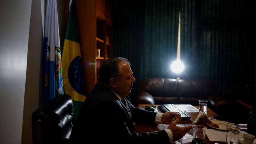 Brazil's Federal Deputy Eduardo Pazuello attends an interview with Reuters in Brasilia