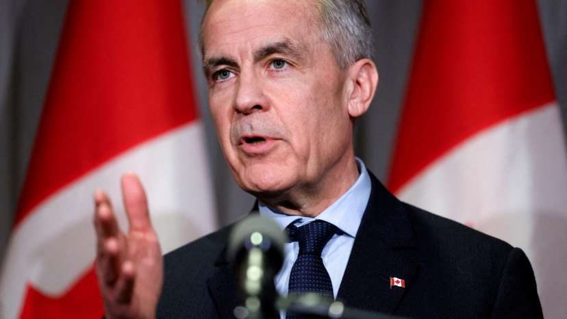 FILE PHOTO: Canada's PM Carney responds to tariffs announced by U.S. President Trump, in Kitchener