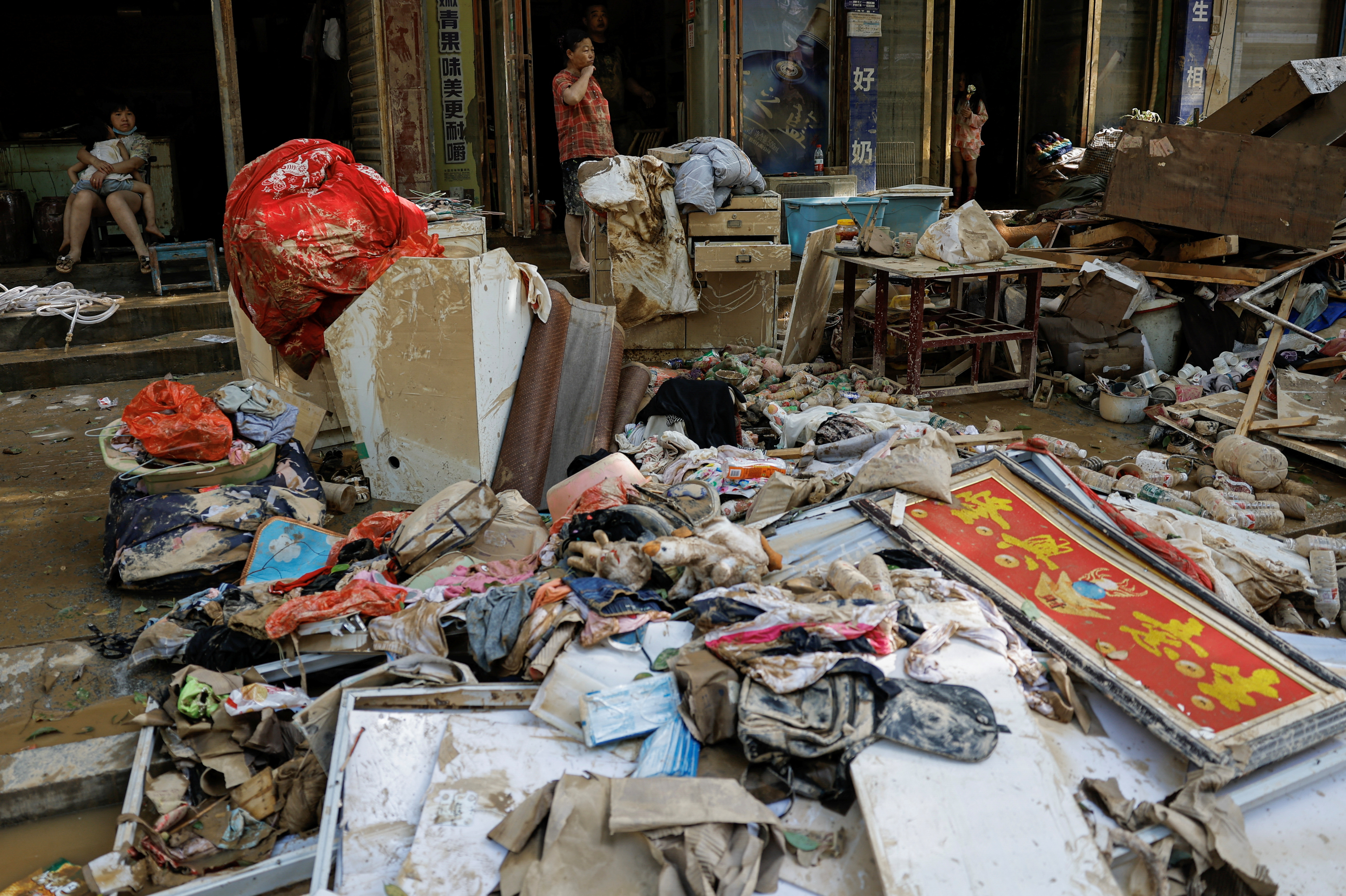 Aftermath of a flood following heavy rainfall in Pingjiang county of Yueyang, Hunan