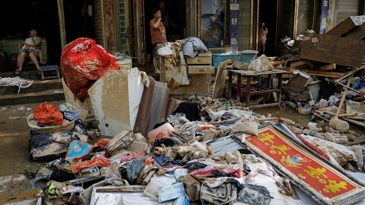 Aftermath of a flood following heavy rainfall in Pingjiang county of Yueyang, Hunan