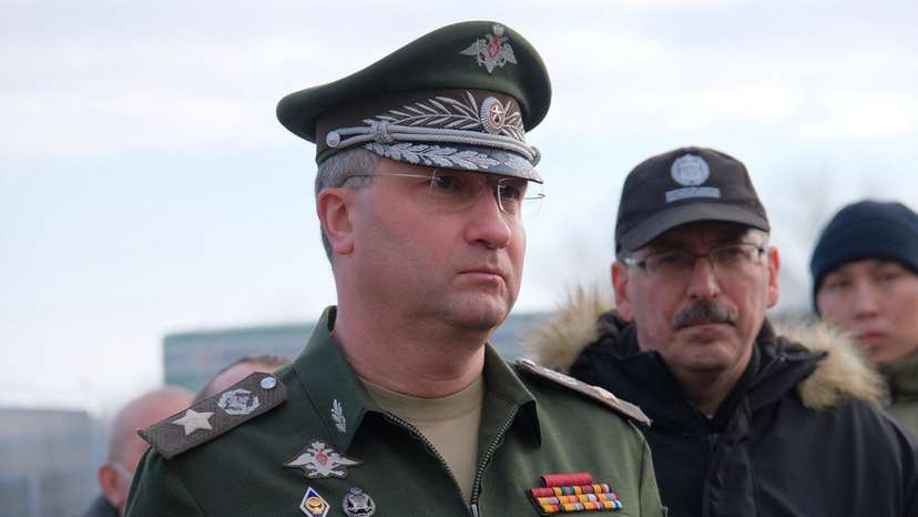 FILE PHOTO: Russian Deputy Defence Minister Timur Ivanov inspects the construction of a water intake facility in Crimea