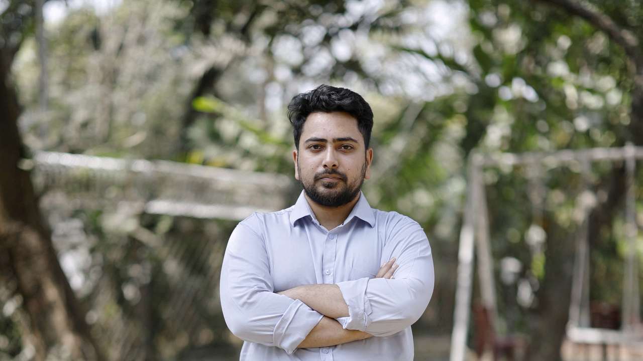 Bangladesh's Jatiya Nagorik Party Convener Nahid Islam gives interview to Reuters in Dhaka