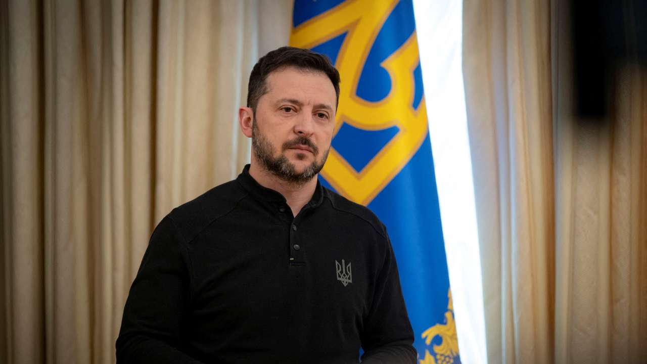 Ukraine's President Zelenskiy holds a press conference in Kyiv