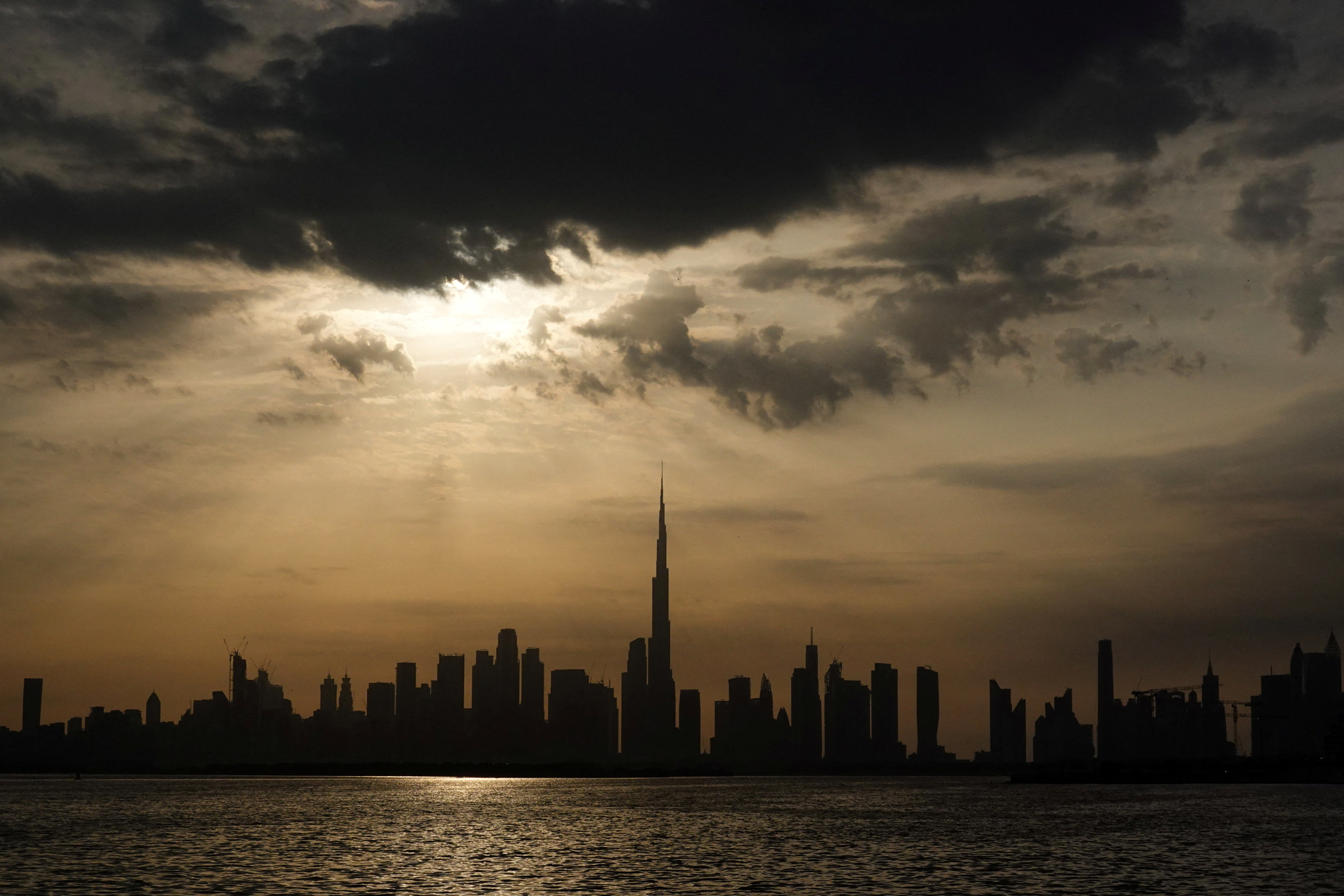 A general view of the Dubai skyline, with Burj Khalifa visible in the center, amid the U.S.-Israel conflict with Iran