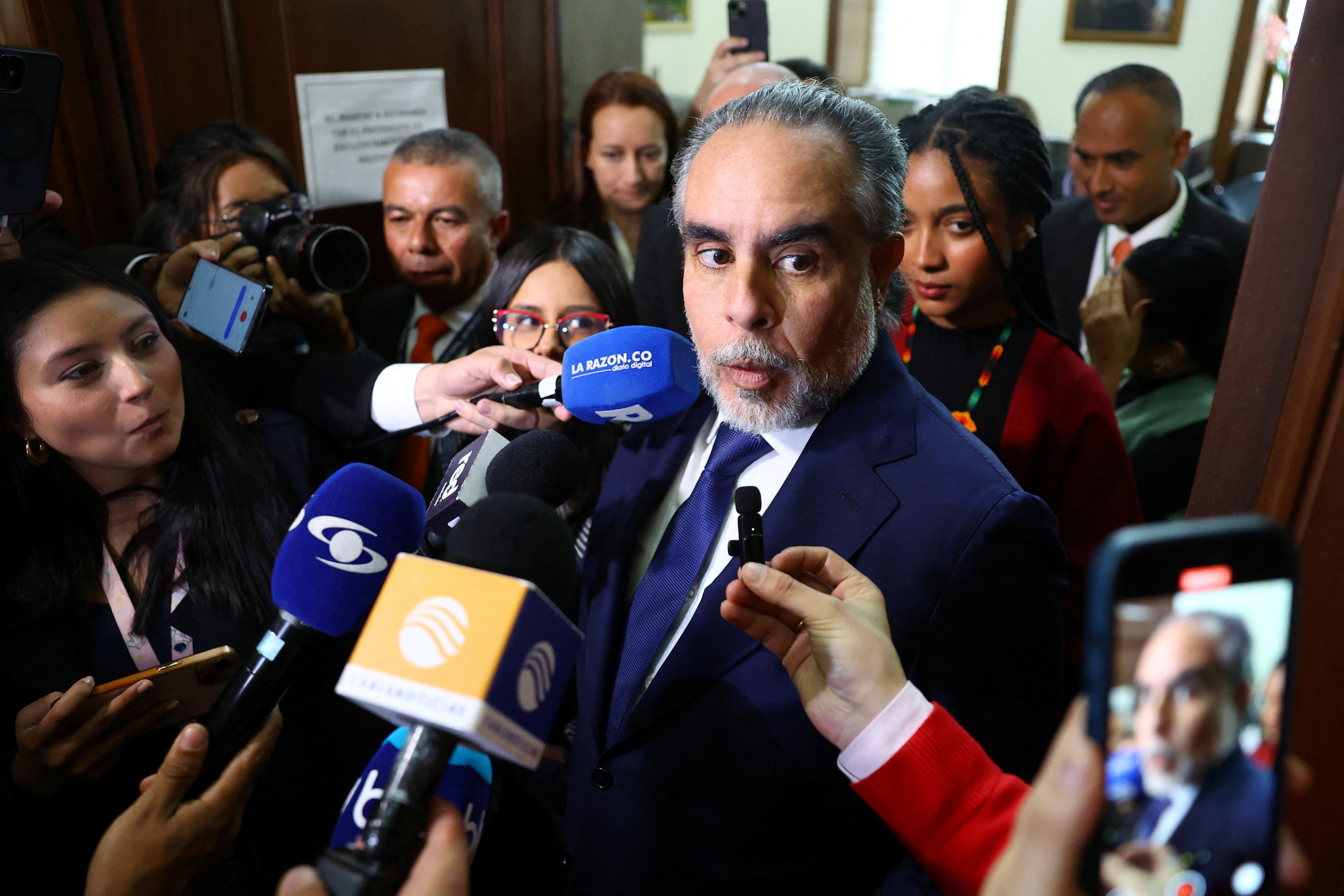 Colombian Interior Minister Armando Benedetti attends a plenary session at the Colombian Congress in Bogota