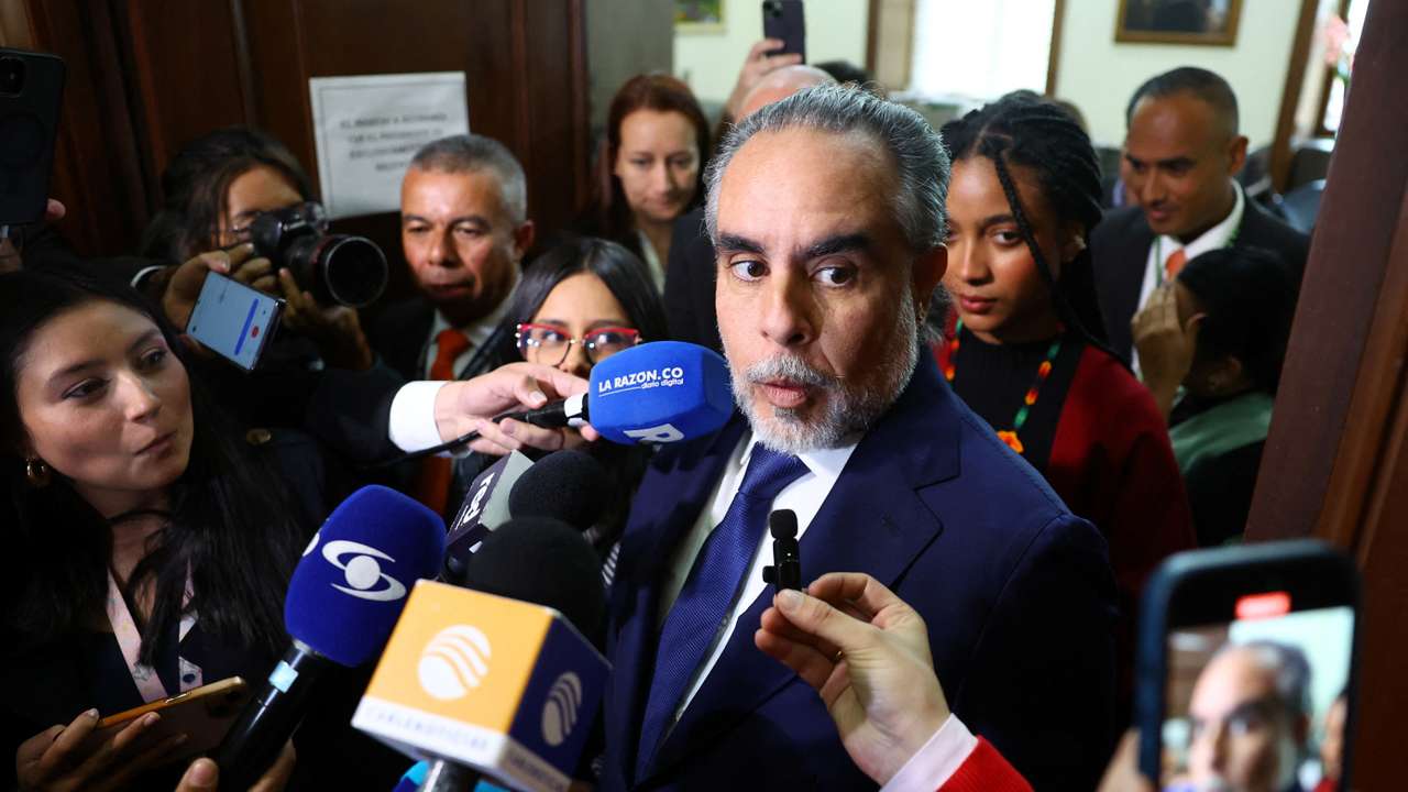 Colombian Interior Minister Armando Benedetti attends a plenary session at the Colombian Congress in Bogota