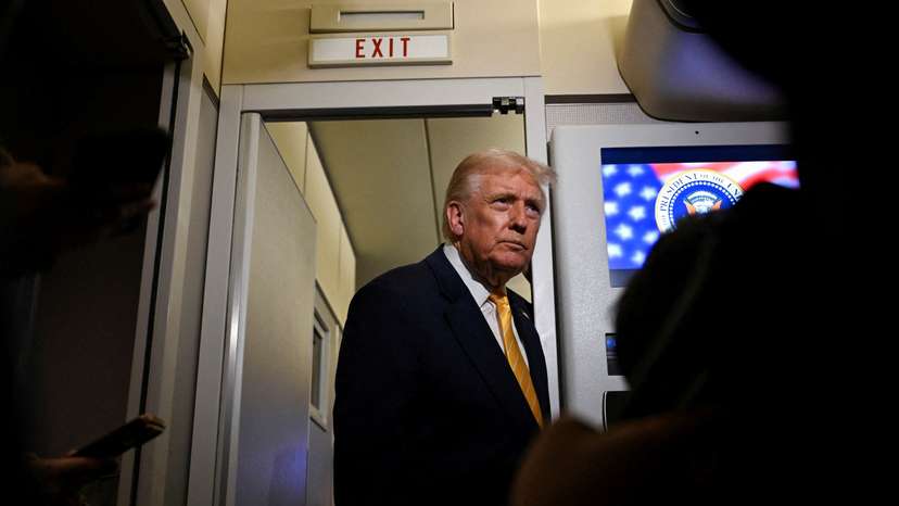 U.S. President Trump boards Air Force One for travel to Palm Beach, Florida