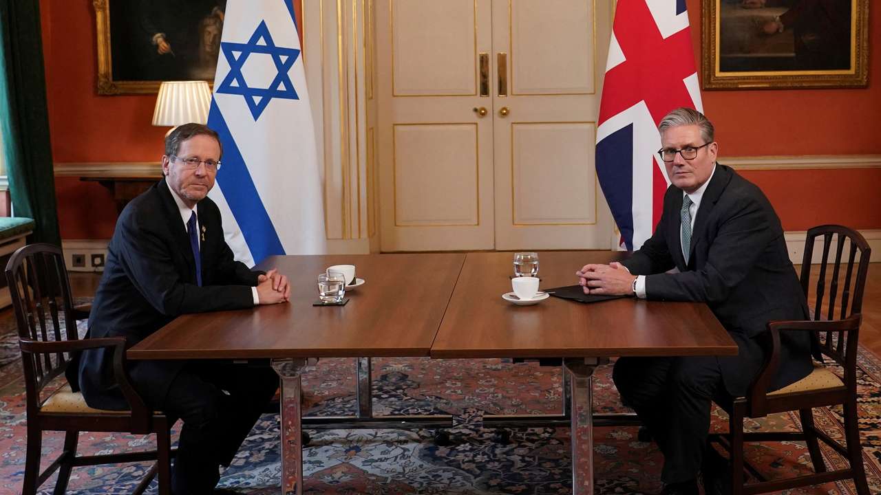 Israeli President Isaac Herzog visits Downing Street, in London