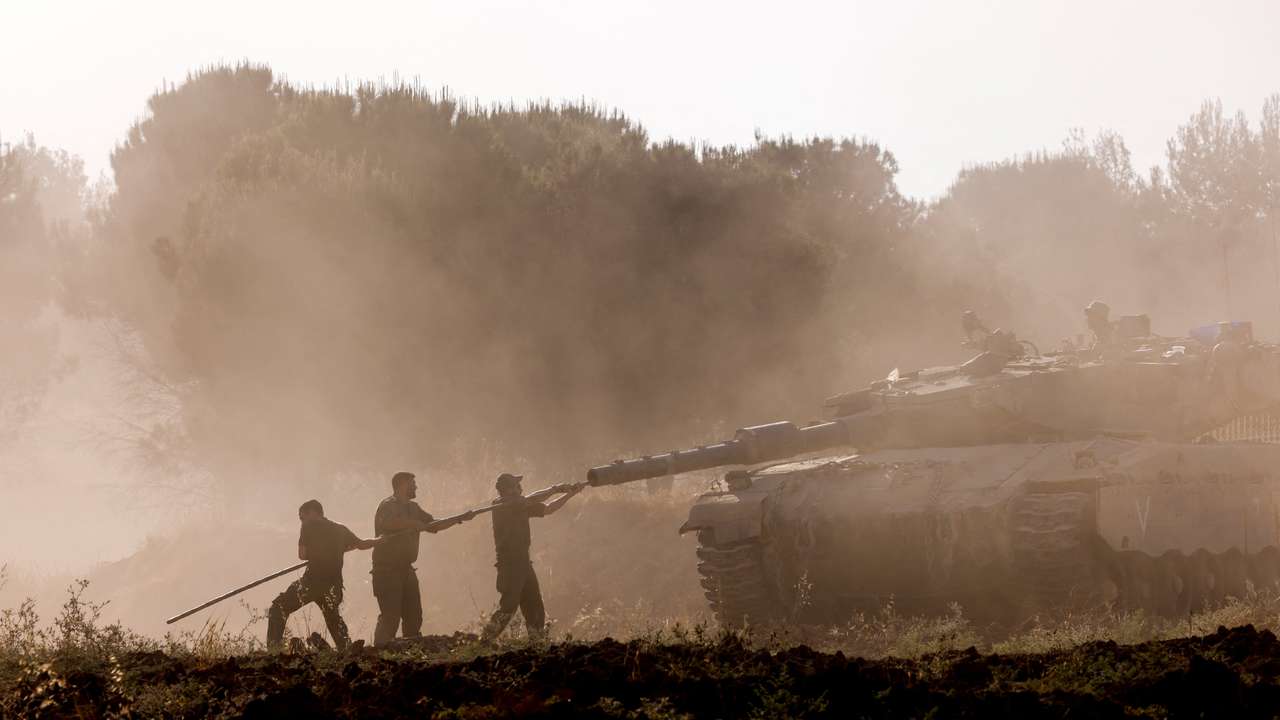 Israeli soldiers return from Gaza Strip, near the Israel-Gaza border