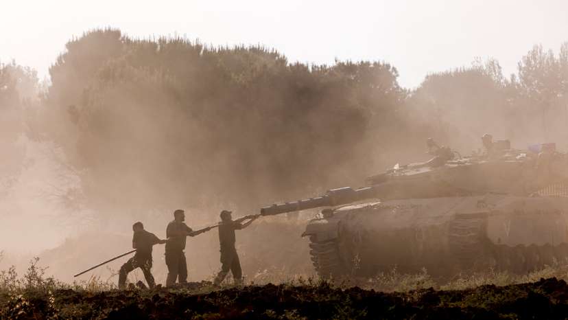 Israeli soldiers return from Gaza Strip, near the Israel-Gaza border
