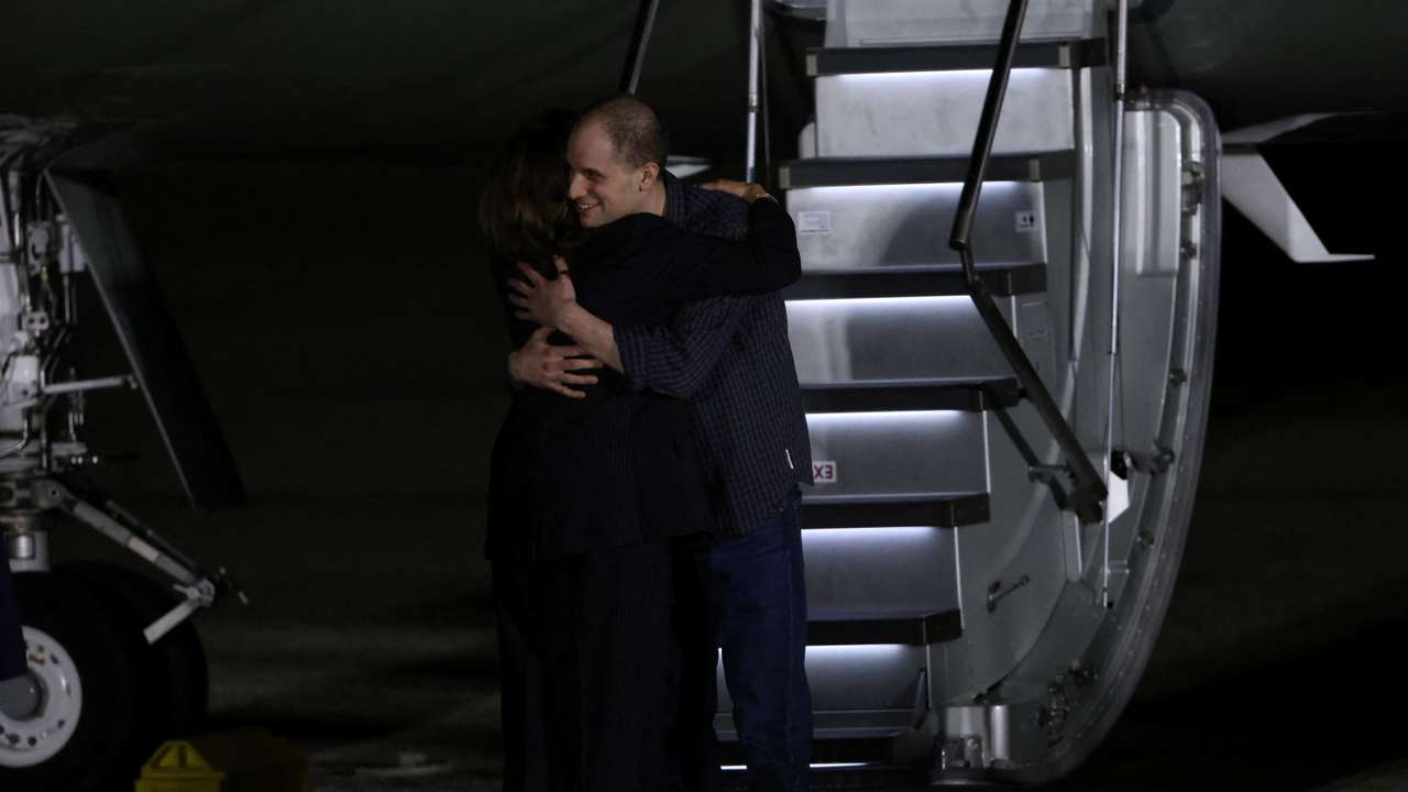 U.S. President Joe Biden meets with Americans released from detention in Russia, upon their arrival at Joint Base Andrews