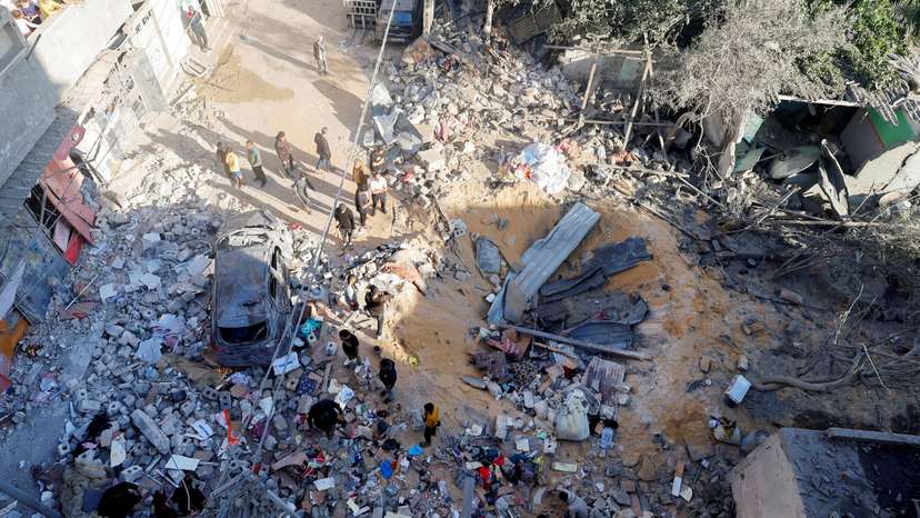 Aftermath of an Israeli strike on a house, in Rafah