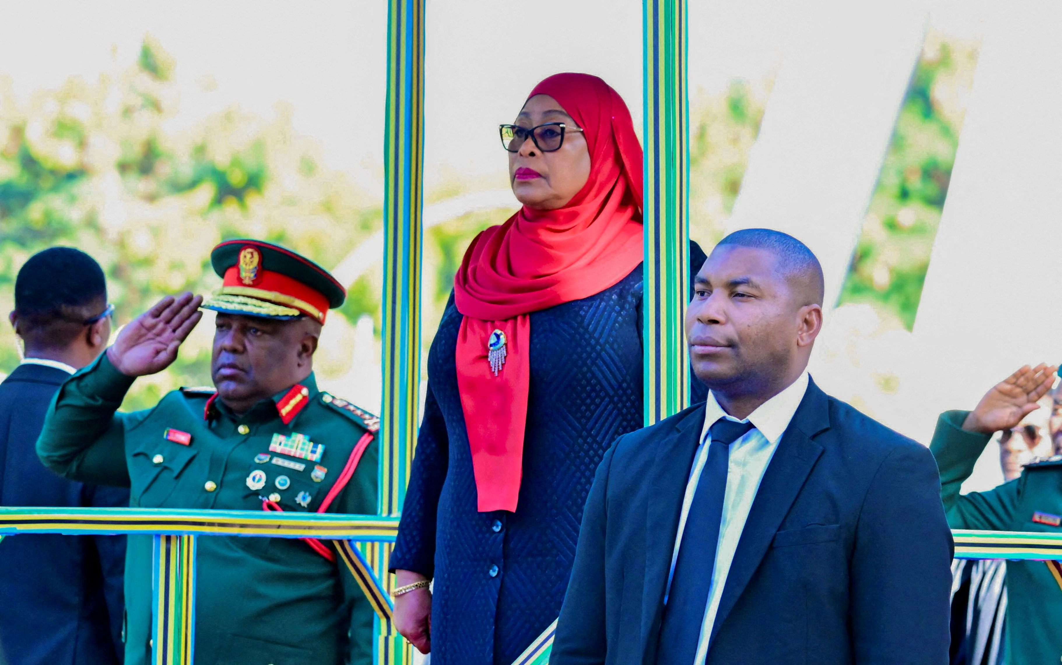 FILE PHOTO: Tanzanian President Samia Suluhu Hassan arrives to address the parliament, before its dissolution ahead of the October General elections, in Dodoma