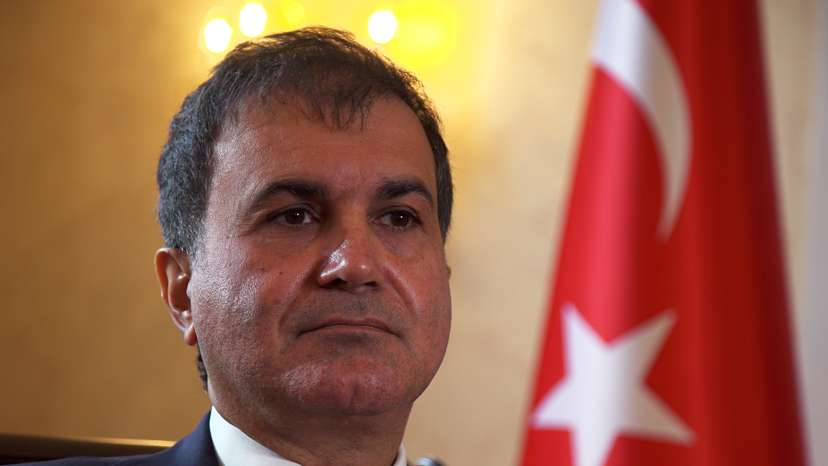 Turkey's European Union Affairs Minister Omer Celik speaks during an interview with Reuters at the Turkish Embassy in London
