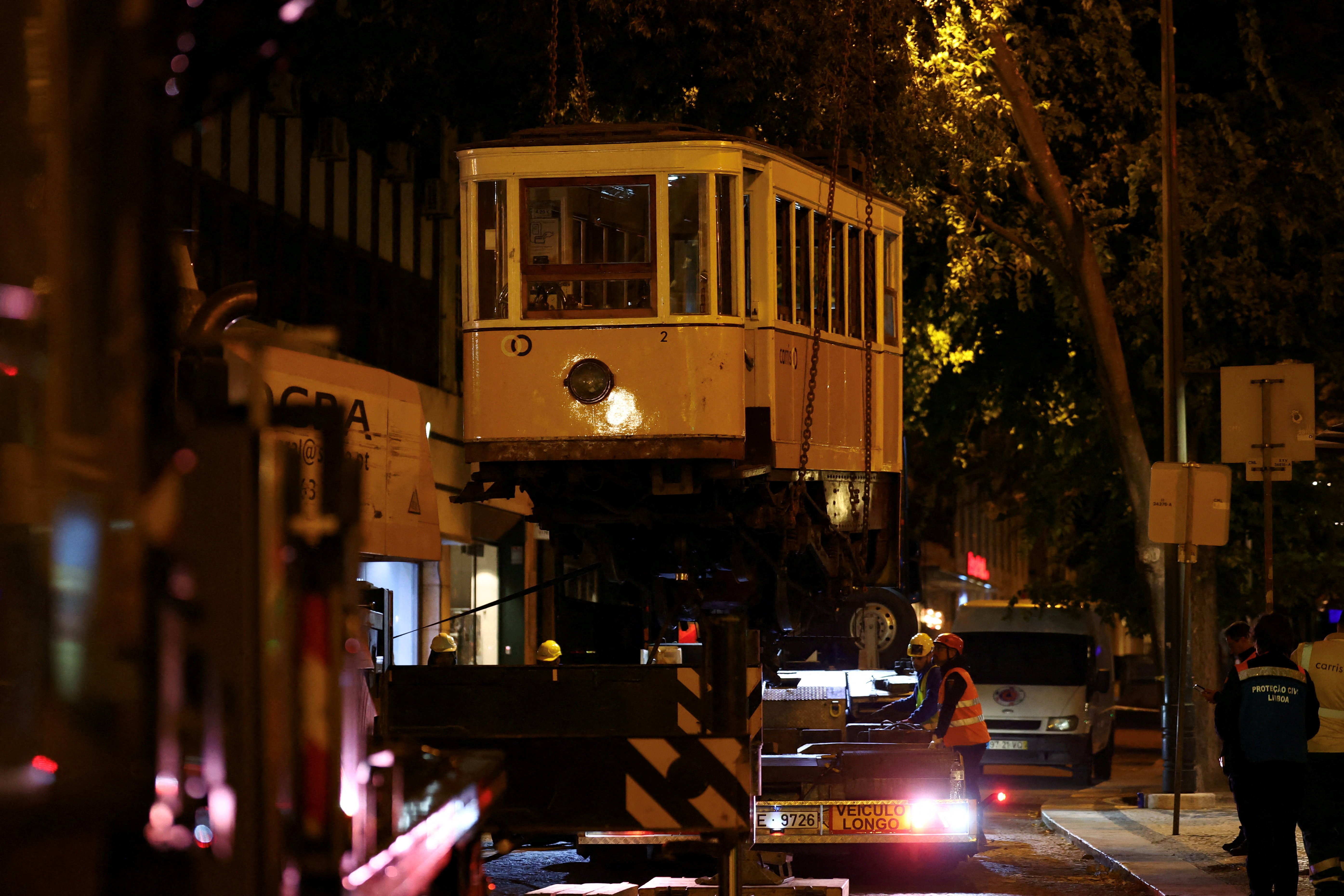 Aftermath of the Gloria Funicular accident in Lisbon
