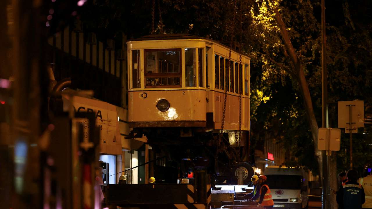 Aftermath of the Gloria Funicular accident in Lisbon