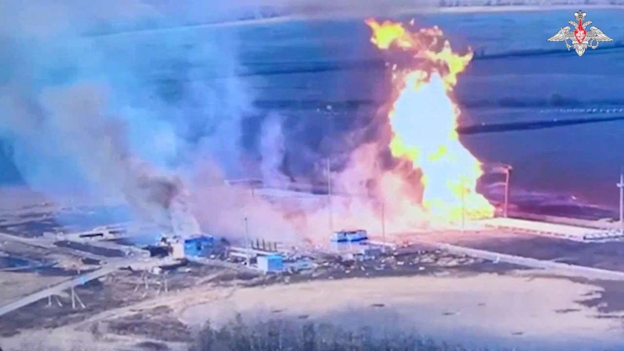 FILE PHOTO: A view shows destroyed Sudzha gas transit point in Kursk region