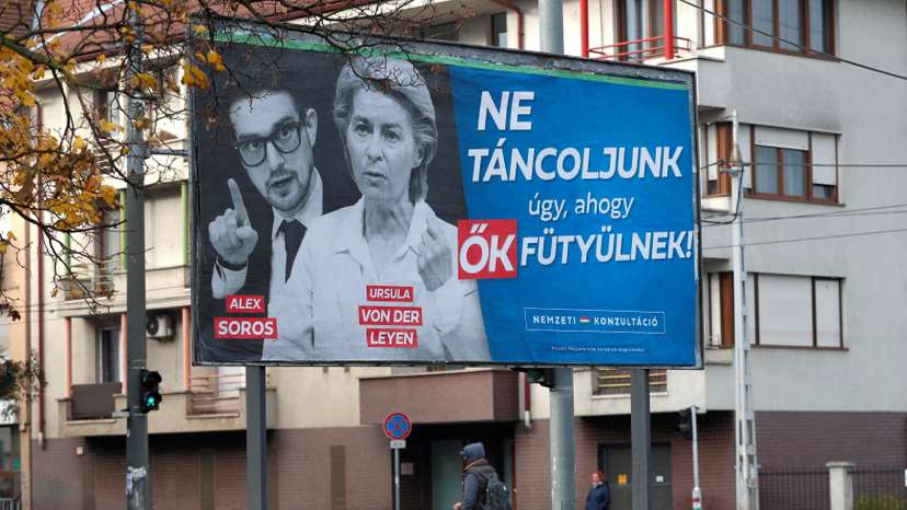 FILE PHOTO: A government billboard is seen in Budapest